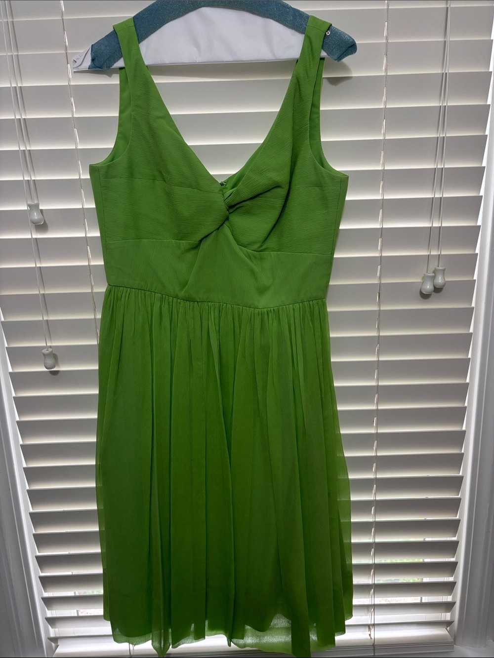 J. Crew Bright Green Twist-Front Midi Dress